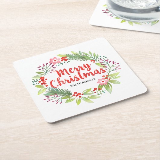 Persoonlijke Rode Kerstmis Kartonnen Onderzetters (Schuin)