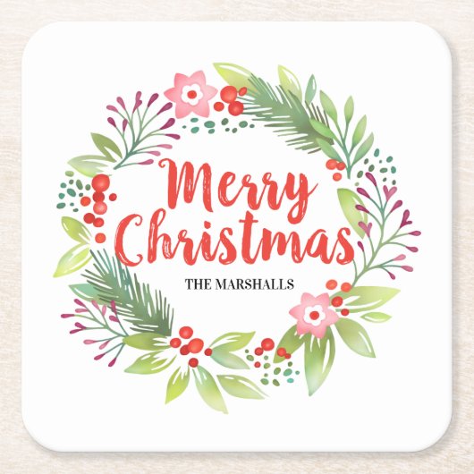 Persoonlijke Rode Kerstmis Kartonnen Onderzetters (Voorkant)