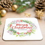 Persoonlijke Rode Kerstmis Kartonnen Onderzetters<br><div class="desc">Een elegante decoratieve kerstvakantie met een groot papieren onderzetter. Pas het aan met je familienaam of met een kerstcadeau. Een  decoratie voor je kerstkeuken. Ontworpen voor jou door Blackberry Boulevard.</div>