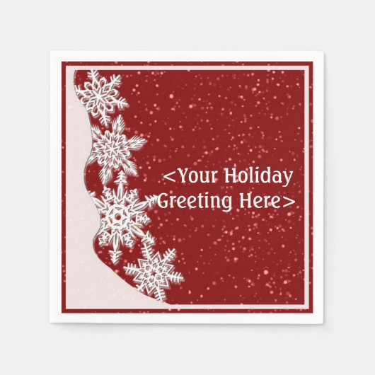 Persoonlijke Rode Kerstsnowflake Napkins Servetten (Voorkant)