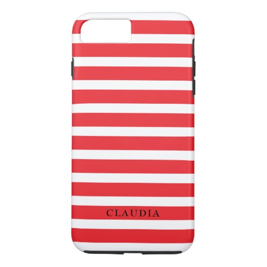 Persoonlijke rode kerststrepen Case-Mate iPhone case (Achterkant)