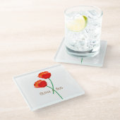 Persoonlijke Rode Klaprozen Bloemen Glazen Onderzetter (Schuin)