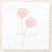 Persoonlijke Rode Klaprozen Bloemen Glazen Onderzetter (Achterkant)