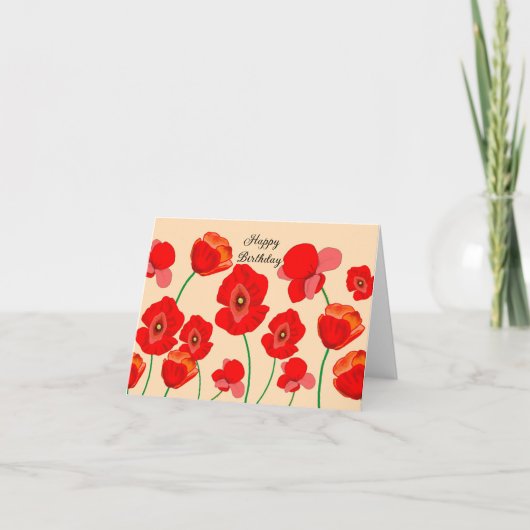Persoonlijke Rode Klaprozen Bloemen Kaart (Voorkant)