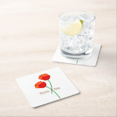 Persoonlijke Rode Klaprozen Bloemen Kartonnen Onderzetters (Insitu)