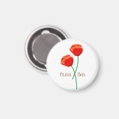 Persoonlijke Rode Klaprozen Bloemen Magneet (Voorkant / Achterkant)