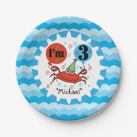 Persoonlijke Rode krab, 3e verjaardag Bord