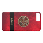 Persoonlijke Rode Leren Keltische Knoop iPhone 7 H Case-Mate iPhone Case (Achterkant (Horizontaal))