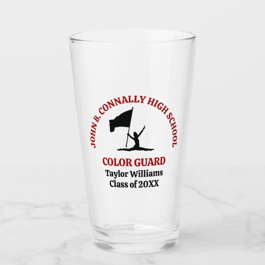 Persoonlijke Rode Middelbare School Color Guard Glas (Voorkant)