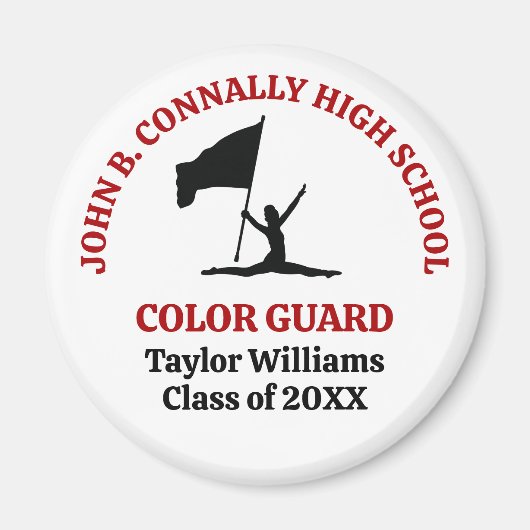 Persoonlijke Rode Middelbare School Color Guard Magneet (Voorkant)
