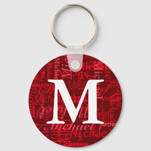 Persoonlijke Rode Monogram Sleutelhanger (Achterkant)