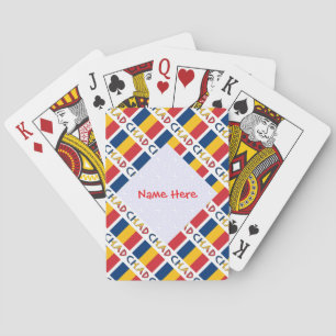 Persoonlijke Rode Naam Tsjaad Vlag Getegeld Pokerkaarten