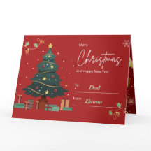 "Persoonlijke Rode Opgevouwen Nieuwjaarskaart"