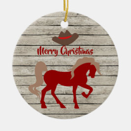 Persoonlijke Rode paarden en cowboy-Pet met kerstm Keramisch Ornament