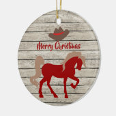 Persoonlijke Rode paarden en cowboy-Pet met kerstm Keramisch Ornament (Links)