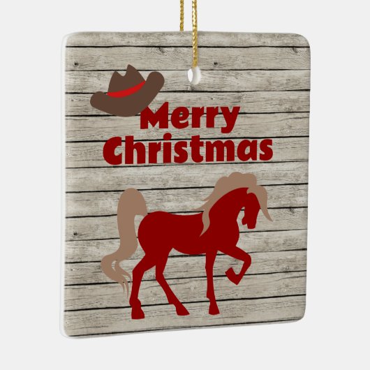 Persoonlijke Rode paarden en cowboy-Pet met kerstm Keramisch Ornament (Rechts)
