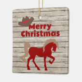 Persoonlijke Rode paarden en cowboy-Pet met kerstm Keramisch Ornament (Links)