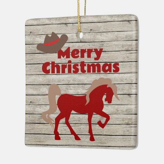 Persoonlijke Rode paarden en cowboy-Pet met kerstm Keramisch Ornament (Links)