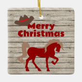 Persoonlijke Rode paarden en cowboy-Pet met kerstm Keramisch Ornament (Voorkant)