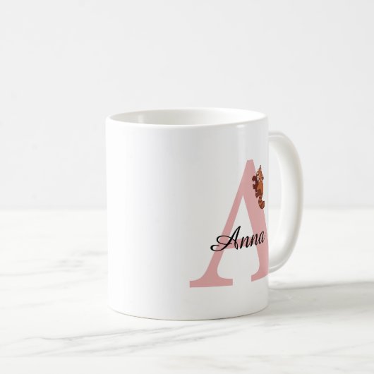 Persoonlijke Rode Panda Monogram Mok (Voorkant rechts)