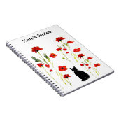 Persoonlijke rode papaver Cute Cat Notitieboek (Rechterzijde)