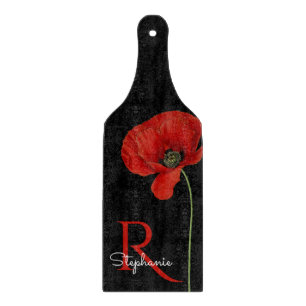 Persoonlijke Rode papaver op zwart Snijplank