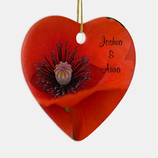 Persoonlijke rode papavery keramisch ornament (Rechts)