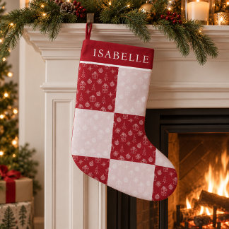 Persoonlijke Rode Patchwork Familie Kerst Decorati Kleine Kerstsok