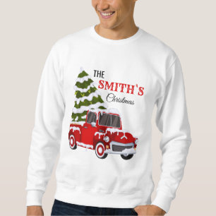 Persoonlijke Rode Pickup Truck Kerst Familie Trui