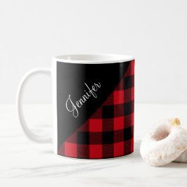 Persoonlijke Rode Plaid Koffiemok