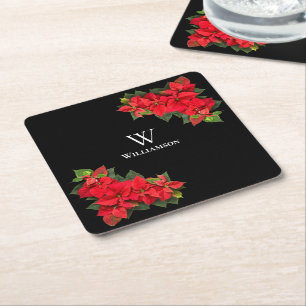Persoonlijke Rode Poinsettia Kartonnen Onderzetters