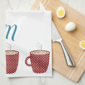 Persoonlijke Rode Polka Dot Coffee Kitchen-handdoe Theedoek (Quarter Fold)