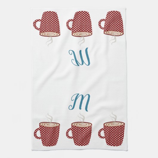 Persoonlijke Rode Polka Dot Coffee Kitchen-handdoe Theedoek (Verticaal)