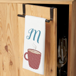 Persoonlijke Rode Polka Dot Coffee Kitchen-handdoe Theedoek