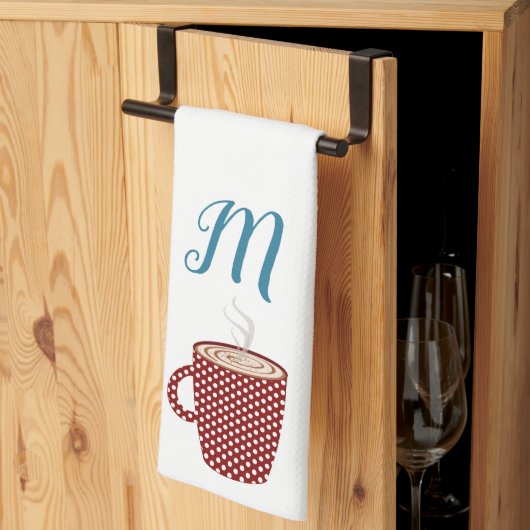 Persoonlijke Rode Polka Dot Coffee Kitchen-handdoe Theedoek (Derde Gevouwen)
