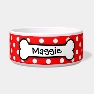 Persoonlijke Rode Polka Dot Dog Bowl Voerbakje