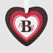 Persoonlijke Rode Polka Dot Hearts Keepomwille Ornament (voorkant)