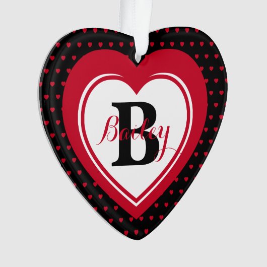 Persoonlijke Rode Polka Dot Hearts Keepomwille Ornament (voorkant)