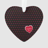 Persoonlijke Rode Polka Dot Hearts Keepomwille Ornament (achterkant)