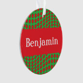 Persoonlijke Rode Polka Dot met naam Ornament (voorkant)
