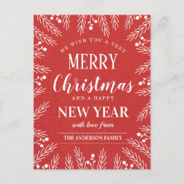 Persoonlijke Rode Prettig Kerstfeest Gelukkig Nieu Feestdagenkaart