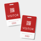 Persoonlijke rode QR-code bezoekerbadge met logo Badge (Voor- en achterkant)