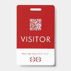 Persoonlijke rode QR-code bezoekerbadge met logo Badge