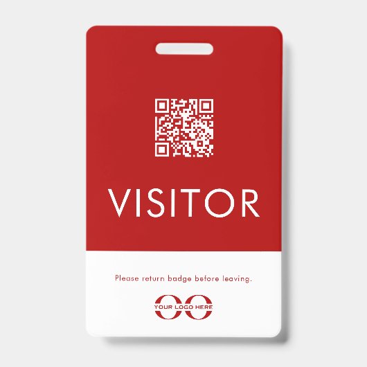 Persoonlijke rode QR-code bezoekerbadge met logo Badge (Voorzijde)