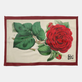 Persoonlijke Rode Roos Bloem Vintage Kunst Theedoek
