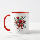 Persoonlijke Rode Roos Naam Mok Cadeau (Links)