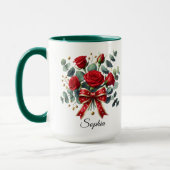 Persoonlijke Rode Roos Naam Mok Elegant Cadeau (Links)
