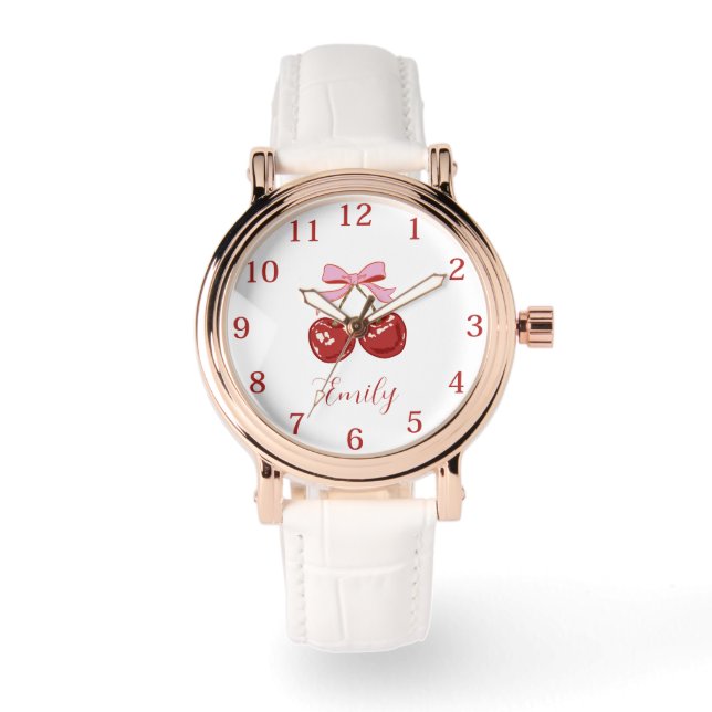 Persoonlijke Rode Roze Naam Horloge (Voorkant)