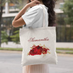Persoonlijke rode rozen - Floral Wedding Tote Bag<br><div class="desc">Pamper uw bruidsmeisje met een speciaal cadeau in deze rode florale canvas tas. Een boeket van elegante rode rozen wordt geaccentueerd met goud,  en de complementaire tekst van het Bourgognige manuscript kan gemakkelijk worden veranderd.</div>
