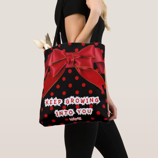 Persoonlijke Rode Stippen Boog Tas (Dichtbij)